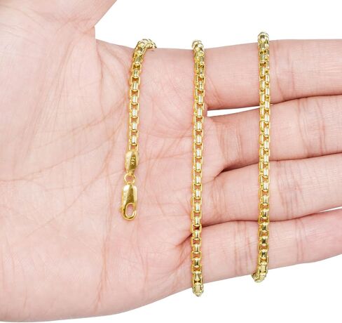 Nuragold 14k الذهب الأصفر 2.5mm جولة مربع سلسلة البندقية رابط قلادة قلادة، رجل إمرأة جراد البحر المشبك 16 "18" 20 "22" 24" 26" 28" 30" in Saudi Arabia
