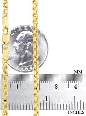 Nuragold 14k الذهب الأصفر 2.5mm جولة مربع سلسلة البندقية رابط قلادة قلادة، رجل إمرأة جراد البحر المشبك 16 "18" 20 "22" 24" 26" 28" 30" in Saudi Arabia