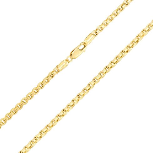 Nuragold 14k الذهب الأصفر 2.5mm جولة مربع سلسلة البندقية رابط قلادة قلادة، رجل إمرأة جراد البحر المشبك 16 "18" 20 "22" 24" 26" 28" 30" in Saudi Arabia