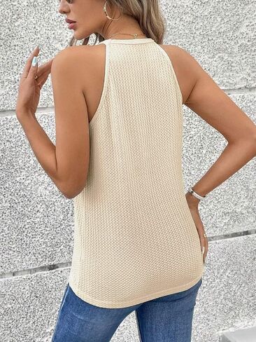 Women's Sleeveless Stretch Fabric Tank Top Loose Fit Basic Cami Shirts Going Out Clothes Casual Summer Halter for Women 2024 in Saudi Arabia