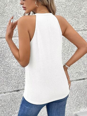 Women's Sleeveless Stretch Fabric Tank Top Loose Fit Basic Cami Shirts Going Out Clothes Casual Summer Halter for Women 2024 in Saudi Arabia