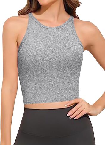 قميص Umenlele نسائي برقبة دائرية وبدون أكمام وظهر متقاطع أساسي بدون أكمام in Kuwait