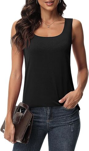 Riyiper 2 Pack Women's Sleeveless Tops, Loose Fit Tank Tops Casual Summer Sleeveless Tee Shirts Scoop Neck Basic Tunic Tops in Kuwait