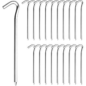 20Pcs 7" Tent Pegs Ground Stakes, Metal Stakes, Camping Peg for Pitching Camping, Camping, Outdoor Decoration