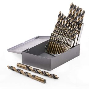 Stark 21PC Heavy Duty Drill Bits Set Industrial Black/Gold Finish HSS 135 Split (1/16" to 1/2") with Case