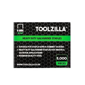 TOOLZILLA Heavy Duty Staples for Staple Gun - Pack of 5,000 Toolzilla Galvanized 6mm Staples (Narrow Crown). Perfect for cable staple gun & other usages.