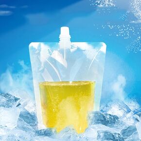 16oz Collapsible Emergency Water Container Bag BPA Food Grade Storage Jug No-Leak Freezable Odorless Drink Juice Pouches for Outdoor Sport Camping Hiking Backpack Plastic Flask(10Pack Inclined opening
