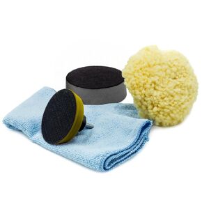 NOVUS 7232 | Multi-Purpose Buffing Kit | Contains 100% Wool Buffing Pad, Soft Foam Buffing Pad, Backing Pad for Drill, Microfiber Cloth