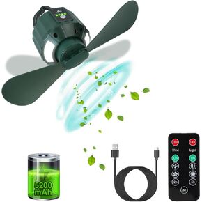 Portable Tent Ceiling LED Fan for Camping,10400mAh USB Battery Operated Camping Fan Hanging Tent Lantern Fan with 3 Fan Speed 3 Light Brightness Smart Timer Remote Control for Outdoor Canopy Tent,RV…
