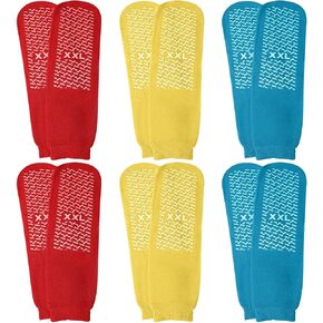 6 Pairs XX-Large Slipper Socks Terry Ring Non Slip Gripper Socks for Adults Home Hospital