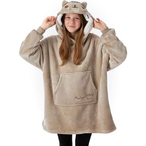 Pusheen Oversized Wearable Blanket Hoodie Girls Tabby Cat Snacks Fluffy Sherpa Fleece Pullover Vuddie