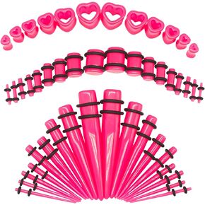 Marsrut 48 PCS Acrylic Gauge Kit Tapers Heart Tunnels Plug 14G-0000G Ear Stretching Set