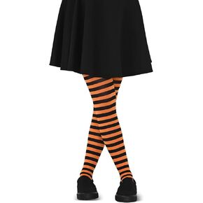 Skeleteen Black and Tights-Striped Nylon Stretch Pantyhose Stocking Accessories for Every Day Attire Costumes Men Women Teen