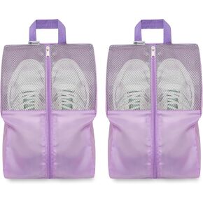 Shoe Bags For Travel, Used As For Storage or Shoe Travel Bag, Space Saving When Travelling With This Travel Shoe Bags For Packing, Featuring Waterproof Nylon Sneaker Bag (Black, 2 Pack, Medium)