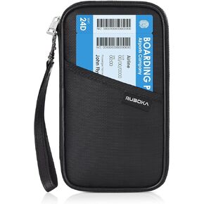 ruboka Fireproof RFID Blocking Passport Holder Wallet, Family Multiple Passport Holder Cover Bag Waterproof, Travel Document Organizer Credit Card Clutch Bag for Men Women