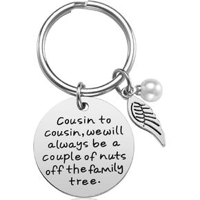 iJuqi Cousin Gifts for Women - Christmas Gifts Birthday Gifts for Cousin Keychain Gift for Women Girl, Stainless Steel