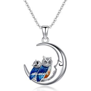 S925 فضة البومة/الفيل/دولفين الأم ابنة قلادة للنساء لطيف الحيوان قلادة قلادة لعيد الأم in Kuwait