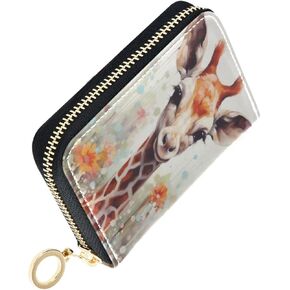 Women's Sunflower Flowers Credit Card Holder Wallet Leather Zipper Card Case for Ladies Girls 20303451