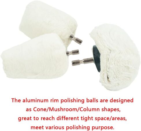 EMILYPRO Aluminum Polishing Wheel for Drill Chrome Rim Manifold Polishing Kit 3" x 1/4" Hex Shank Cone/Mushroom/Column - 3pcs in Saudi Arabia