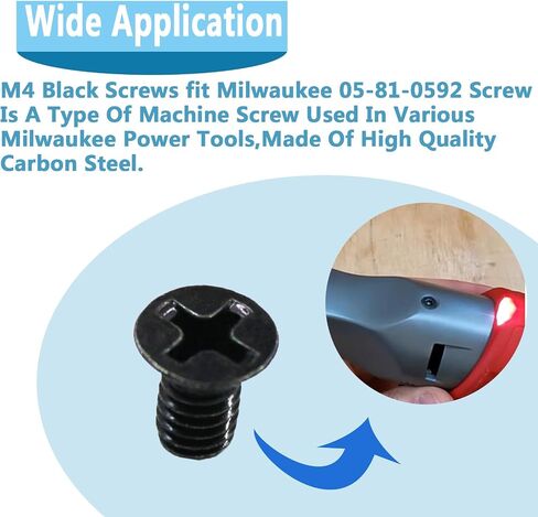 05-81-0592 M4 x 6mm Flat Head Machine Screw for Milwaukee 2557-20 M12 Fuel 3/8" Ratchet,M4-0.70 x 6mm-10.9,T-10 Torx-4Pcs (4 Pcs Black) in Kuwait