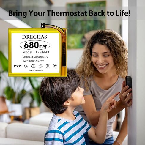 [680 مللي أمبير] بطارية لـ TL284443، 2024 بطارية بديلة جديدة مطورة عالية السعة من الليثيوم بوليمر لجهاز Nest Learning Thermostat الجيل الثاني والثالث، T3007ES، T3008US، T4000ES، A0013 مع أدوات إصلاح in Kuwait