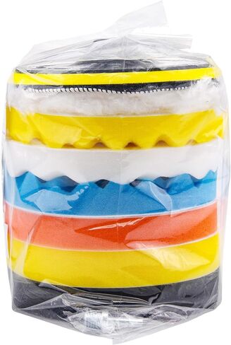 SIQUK 9 Pieces 5 Inch Buffing Pads Kit Foam Buffer Polisher Pads 5 Inch Hook and Loop Polishing Pads Buffer Attachment for Drill in Saudi Arabia