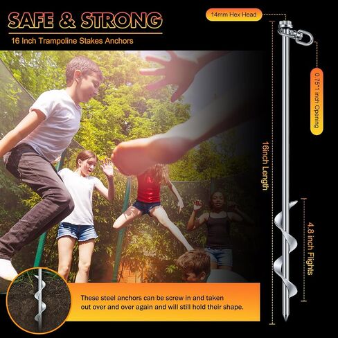 Hiboom Ground Anchor Screw Heavy Duty Earth Anchors Tent Stakes for High Wind with T Handle Hex Wrench Trampoline Hook Ground Stakes for Camping Canopies Car Ports Sheds in Saudi Arabia