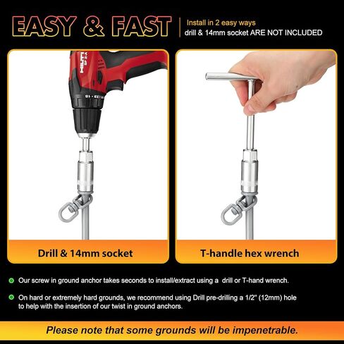 Hiboom Ground Anchor Screw Heavy Duty Earth Anchors Tent Stakes for High Wind with T Handle Hex Wrench Trampoline Hook Ground Stakes for Camping Canopies Car Ports Sheds in Saudi Arabia