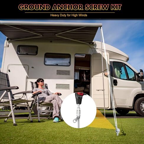 Hiboom Ground Anchor Screw Heavy Duty Earth Anchors Tent Stakes for High Wind with T Handle Hex Wrench Trampoline Hook Ground Stakes for Camping Canopies Car Ports Sheds in Saudi Arabia