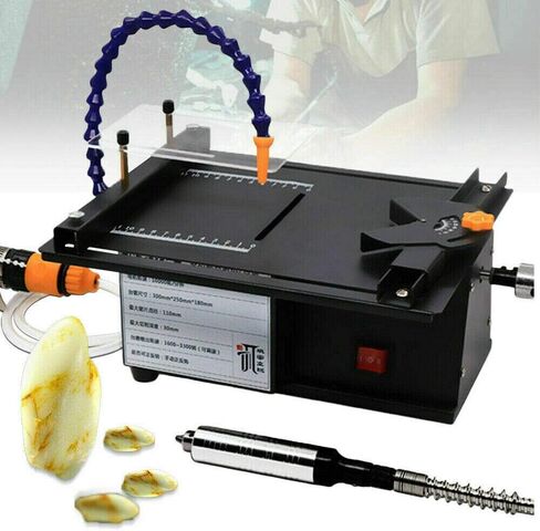 منشار طاولة محمول 110 فولت متعدد الوظائف آلة نحت قطع اليشم 10000 دورة في الدقيقة تنظيم السرعة بدون خطوات مجوهرات تلميع الصخور طقم منشار طاولة طاحونة منشار ملمع (ب) in Kuwait