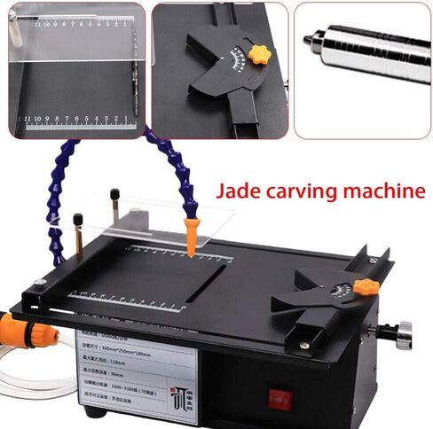 منشار طاولة محمول 110 فولت متعدد الوظائف آلة نحت قطع اليشم 10000 دورة في الدقيقة تنظيم السرعة بدون خطوات مجوهرات تلميع الصخور طقم منشار طاولة طاحونة منشار ملمع (ب) in Kuwait