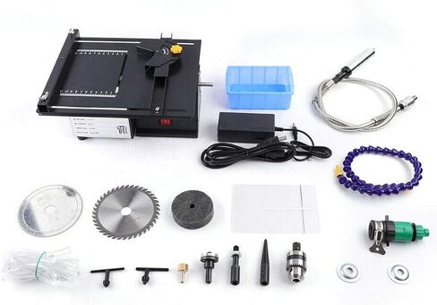 منشار طاولة محمول 110 فولت متعدد الوظائف آلة نحت قطع اليشم 10000 دورة في الدقيقة تنظيم السرعة بدون خطوات مجوهرات تلميع الصخور طقم منشار طاولة طاحونة منشار ملمع (ب) in Kuwait