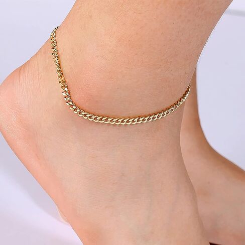 Gold Anklets for Women 18K Gold Plated Adjustable Summer Simple Foot Jewelry Ankle Bracelet for Women in Kuwait