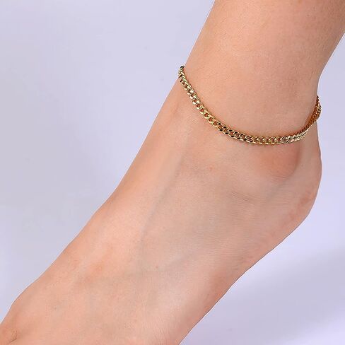 Gold Anklets for Women 18K Gold Plated Adjustable Summer Simple Foot Jewelry Ankle Bracelet for Women in Kuwait