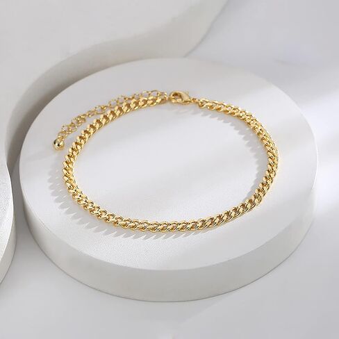 Gold Anklets for Women 18K Gold Plated Adjustable Summer Simple Foot Jewelry Ankle Bracelet for Women in Kuwait