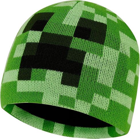 Minecraft Beanie Hat or Beanie and Kids Gloves Set - Creeper Kids Winter Set Warm Winter Hat - Gaming Gifts for Boys in Saudi Arabia