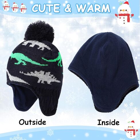 9 Pieces Baby Winter Hat Scarf Mittens Set Including Pompom Dinosaur Beanie Knitted Toddler Gloves Warm Fleece Scarf in Saudi Arabia