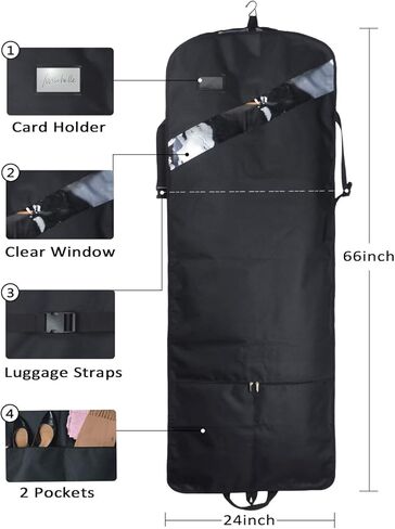66'' Tri-fold Extra Long Dress Garment Bag, Premium & Breathable Tear-resistant Hanging Suit Cover for Travel and Storage in Kuwait