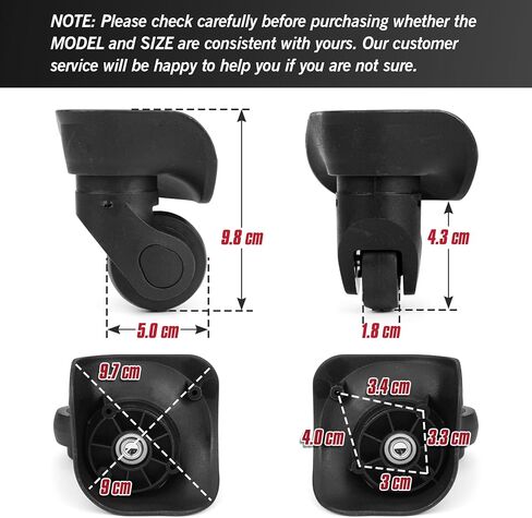 Luggage Wheels Replacement Kit, Spinner 360 Degree Wheels for Travel, Suitcase Plastic Repair Wheel Set, Mute Wheels Pack of 2 in Kuwait