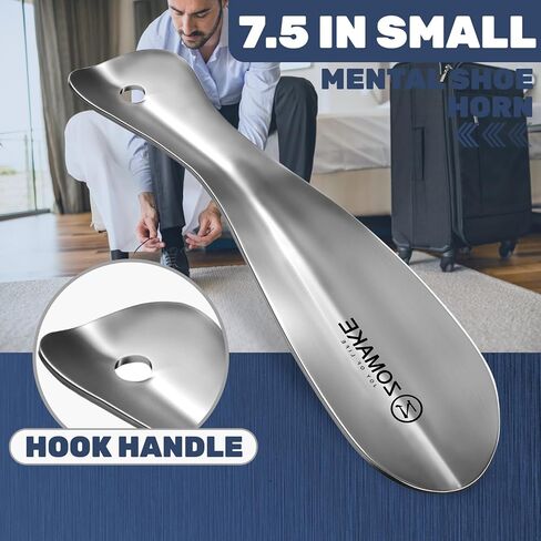 ZOMAKE 3 Pcs Metal Shoe Horn Long Handle 16.5 Inch - 7.5 & 3.9 Inch Small Shoehorn for Seniors Mini Shoe Spoon for Women Kid in Saudi Arabia