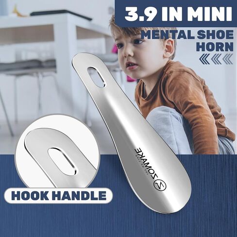 ZOMAKE 3 Pcs Metal Shoe Horn Long Handle 16.5 Inch - 7.5 & 3.9 Inch Small Shoehorn for Seniors Mini Shoe Spoon for Women Kid in Saudi Arabia