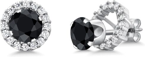Gem Stone King 925 Sterling Silver Round 6MM Gemstone Birthstone Removable Jacket Stud Halo Earrings for Women in Saudi Arabia
