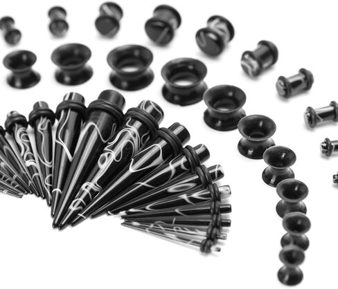 Marsrut 48 PCS Acrylic Gauge Kit Tapers Heart Tunnels Plug 14G-0000G Ear Stretching Set in Saudi Arabia