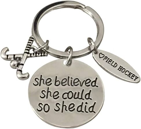 Sportybella - Field Hockey Keychain, Jewelry, She Believed She Could So She Did Charm Keychain for Field Hockey Players in Saudi Arabia