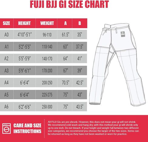 بنطال FUJI GI - بنطال جيو جيتسو برازيلي للكبار برباط مسطح - بنطال BJJ وGi طويل الأمد للتدريب والمنافسة in Saudi Arabia