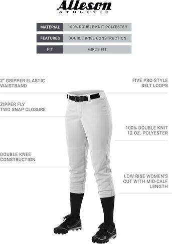 Alleson Athletic Girls' Athletic Fast Pitch Softball Belt Loop Pants in Saudi Arabia