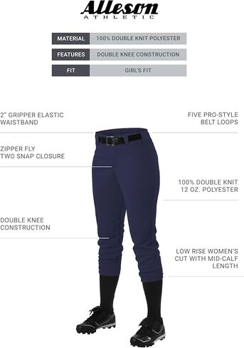 Alleson Athletic Girls' Athletic Fast Pitch Softball Belt Loop Pants in Saudi Arabia