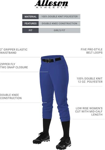 Alleson Athletic Girls' Athletic Fast Pitch Softball Belt Loop Pants in Saudi Arabia
