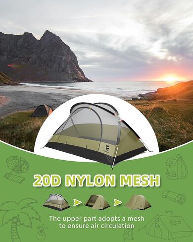 Camping Tent 2 Person, Backpacking Tent Waterproof & Windproof Lightweight X-Structure Tents Ultralight Easy Setup Tent for Outdoor, Hiking, Camping, Mountaineering and Travel in Saudi Arabia