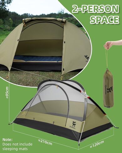 Camping Tent 2 Person, Backpacking Tent Waterproof & Windproof Lightweight X-Structure Tents Ultralight Easy Setup Tent for Outdoor, Hiking, Camping, Mountaineering and Travel in Saudi Arabia